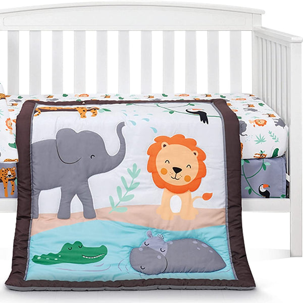Jungle Animal Theme Crib Set for Girls and Boys